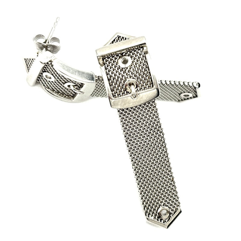 Orecchini Unoaerre cintura fibbie oro bianco, pendenti - 4.6 cm; 13.09 gr