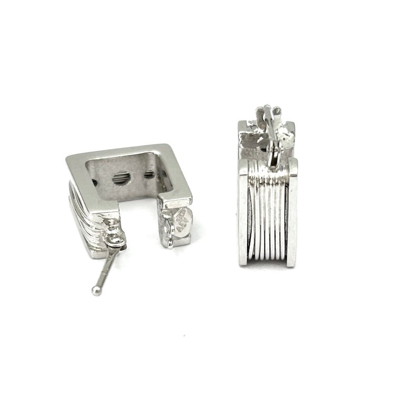 Orecchini anelle, oro bianco squadrate piene; 1.4 cm - 6.94 gr