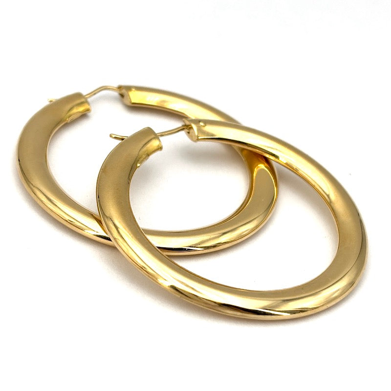 Orecchini anelle cerchi d'oro giallo; 14.06 gr - 5 cm