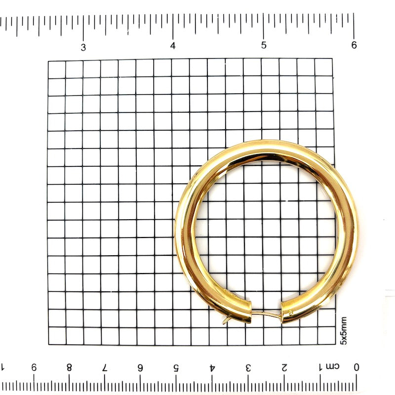 Orecchini anelle cerchi d'oro giallo; 14.06 gr - 5 cm