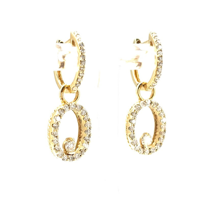 Orecchini anelle e pendenti staccabili, brillanti e oro giallo - 0.90/1.00 ct; 3.04 gr