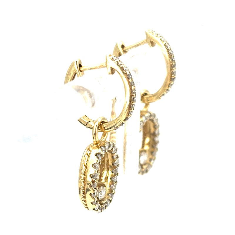 Orecchini anelle e pendenti staccabili, brillanti e oro giallo - 0.90/1.00 ct; 3.04 gr