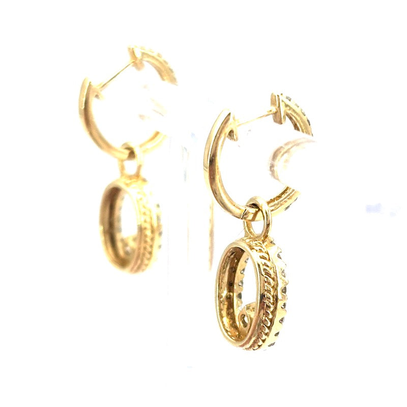 Orecchini anelle e pendenti staccabili, brillanti e oro giallo - 0.90/1.00 ct; 3.04 gr