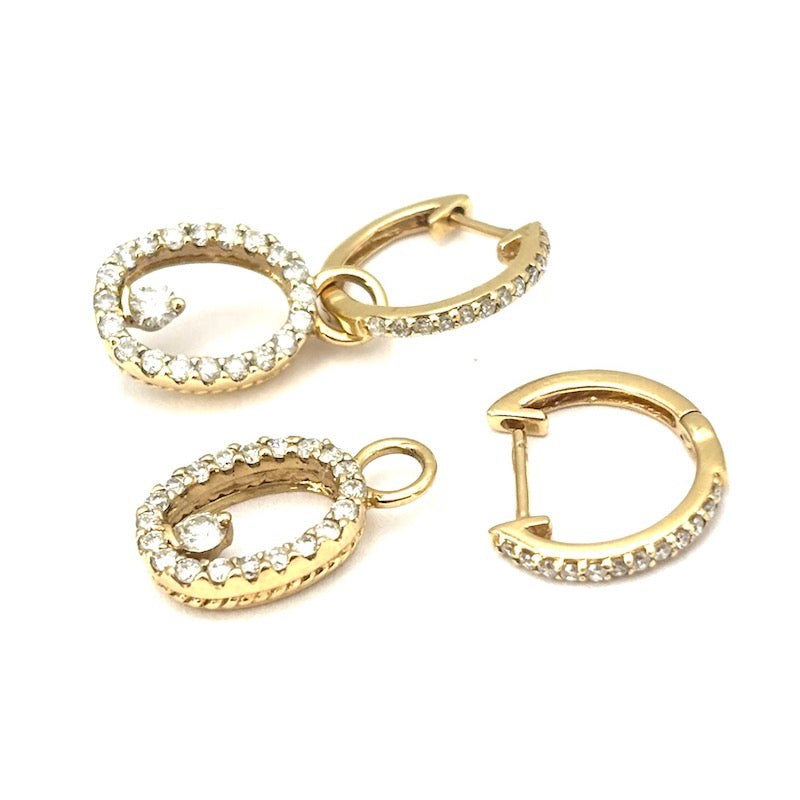 Orecchini anelle e pendenti staccabili, brillanti e oro giallo - 0.90/1.00 ct; 3.04 gr