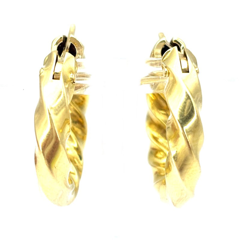 Orecchini anelle ritorte oro giallo; 6.65 gr - 2.5 cm