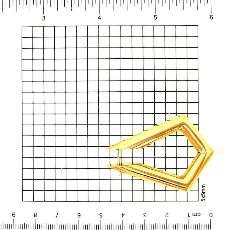 Orecchini anelle romboidali oro giallo maxi; 4.8 cm - 14.62 gr