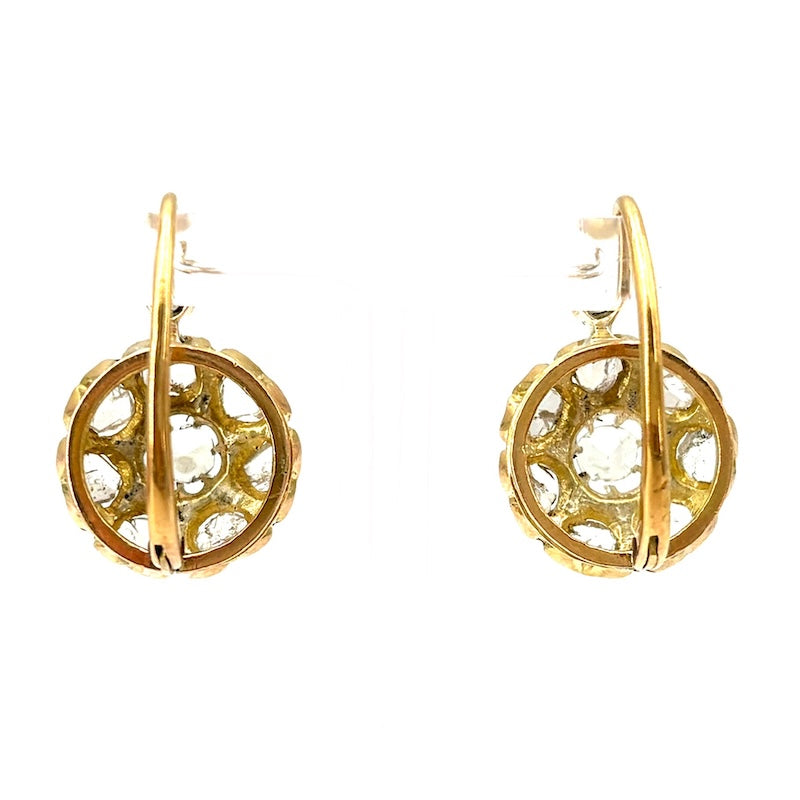 Orecchini antichi toppe diamanti e oro a monachella chiusa sul fronte; 4.95 gr