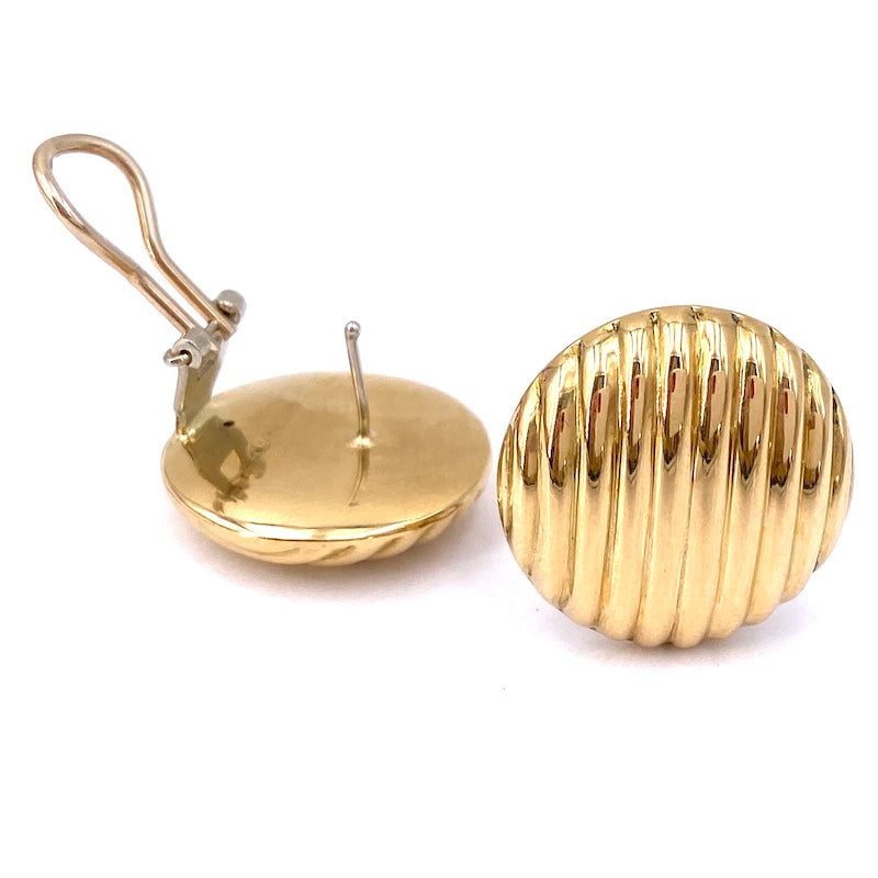 Orecchini bottoni grandi oro giallo, circolari al lobo - 2.1 cm; 9.20 gr