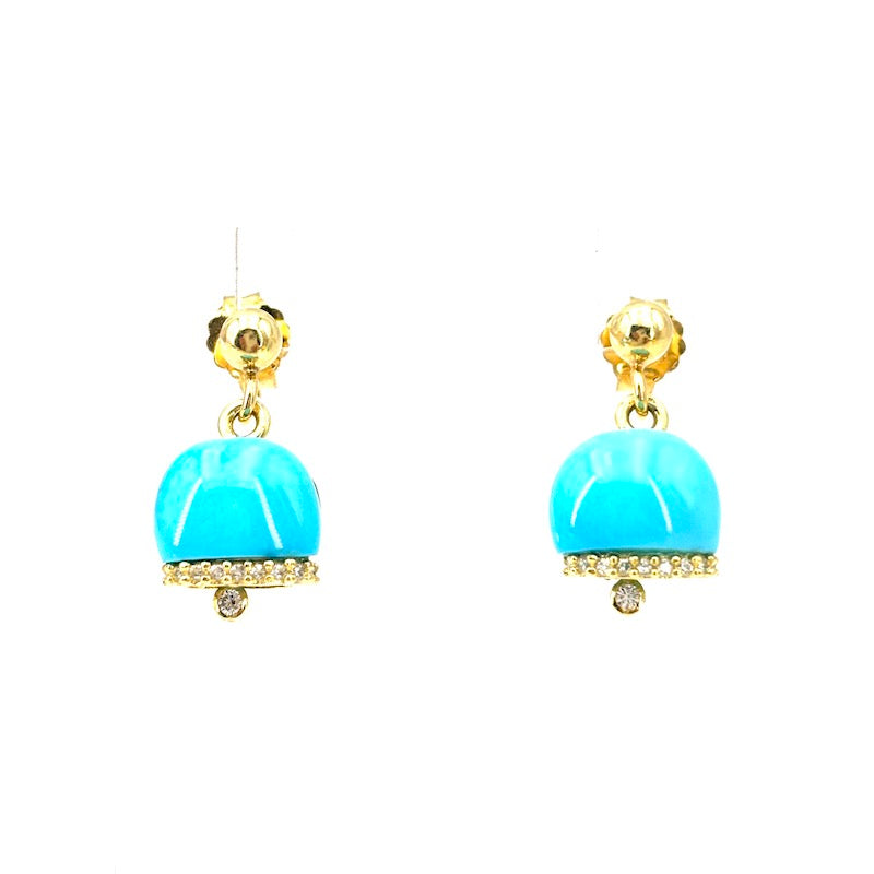 Orecchini camapanelle turchese, argento; 3.4 gr - 2 cm