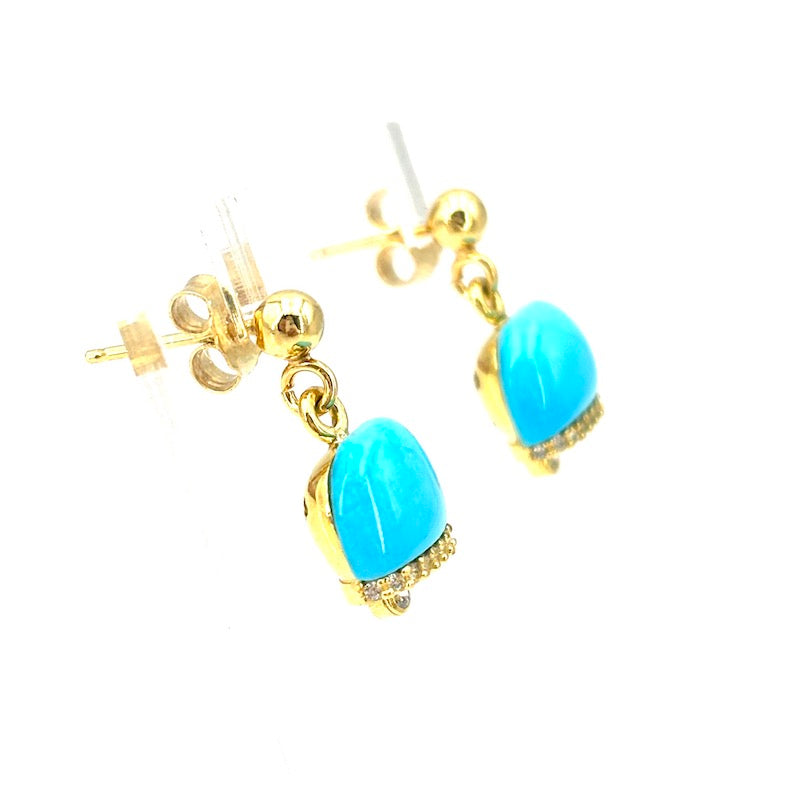 Orecchini camapanelle turchese, argento; 3.4 gr - 2 cm