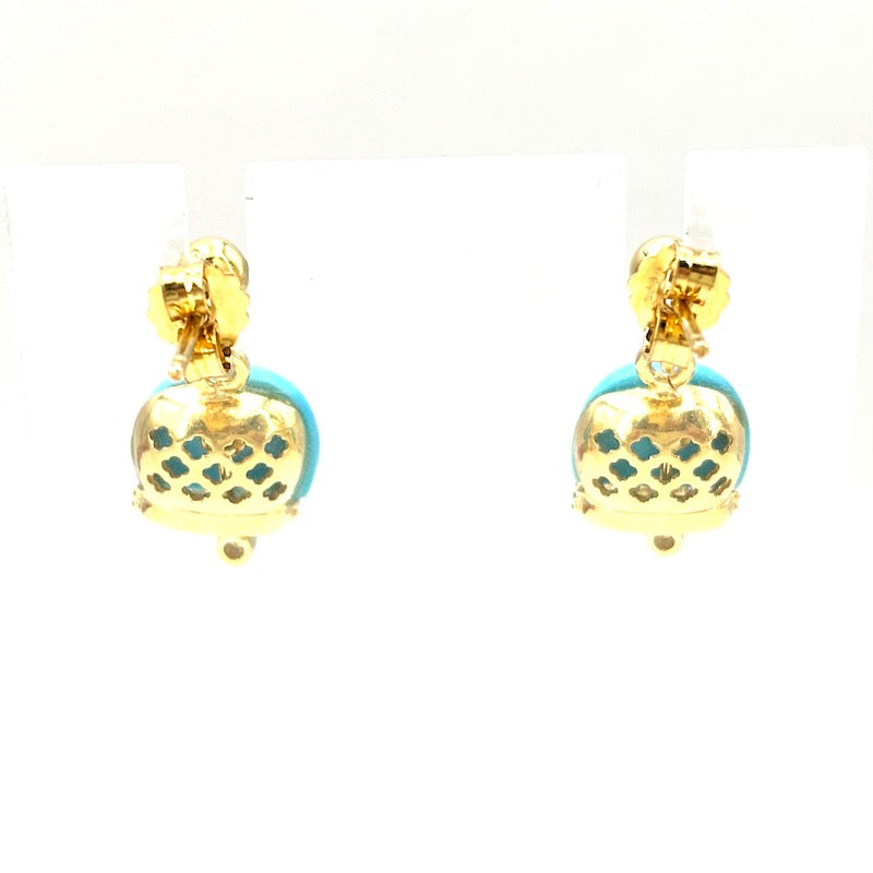Orecchini camapanelle turchese, argento; 3.4 gr - 2 cm
