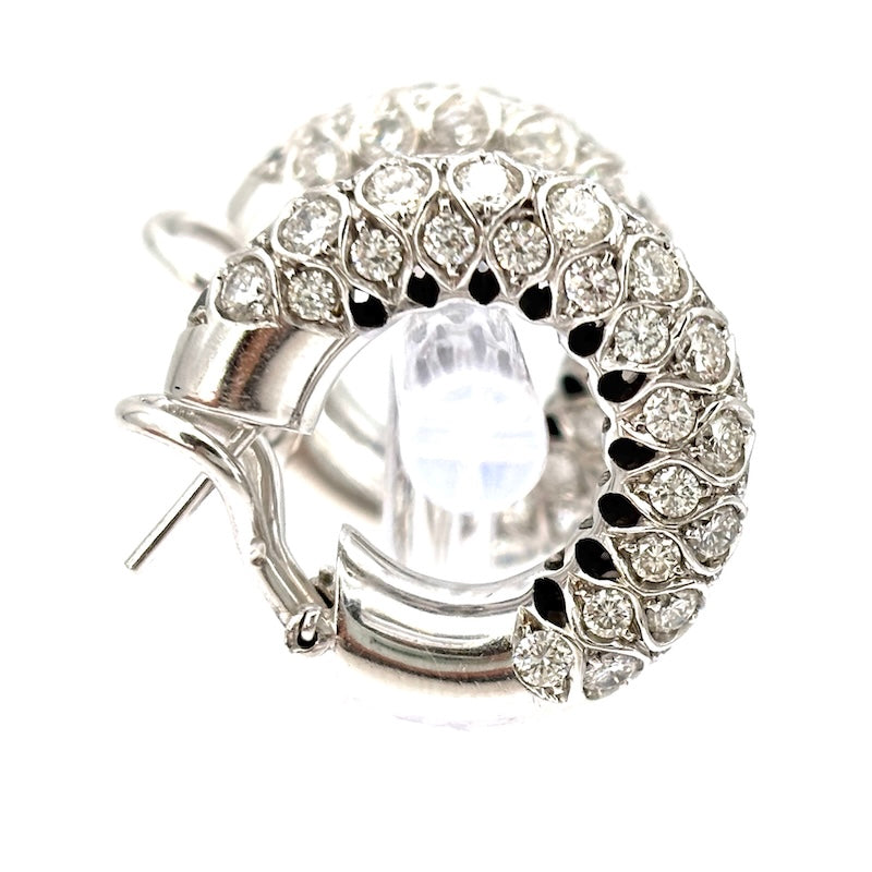 Orecchini cerchi ad anelle brillanti e oro bianco ct