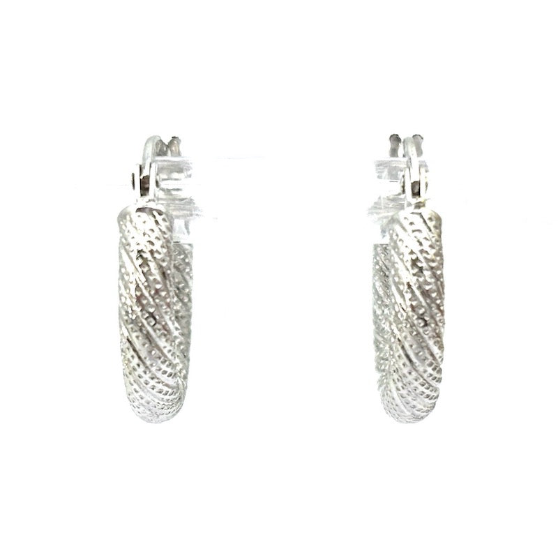 Orecchini cerchi oro bianco, anelle Unoaerre vintage; 2.46 gr