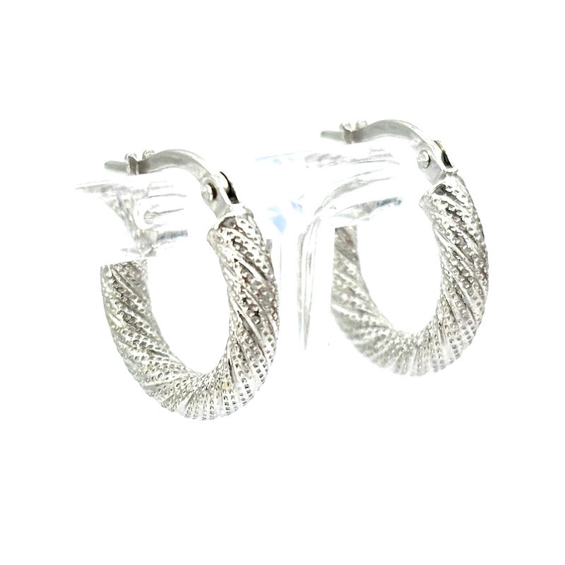 Orecchini cerchi oro bianco, anelle Unoaerre vintage; 2.46 gr