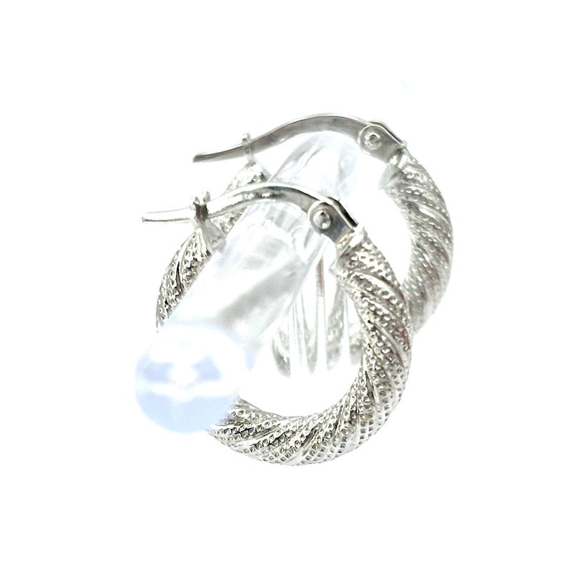 Orecchini cerchi oro bianco, anelle Unoaerre vintage; 2.46 gr