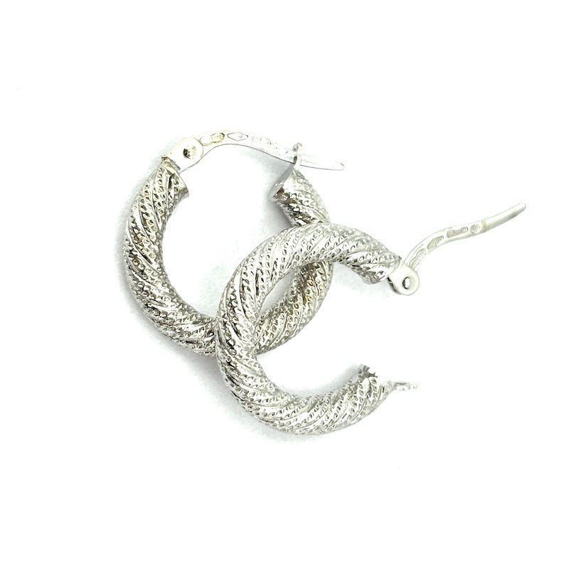 Orecchini cerchi oro bianco, anelle Unoaerre vintage; 2.46 gr