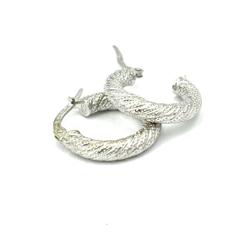 Orecchini cerchi oro bianco, anelle Unoaerre vintage; 2.46 gr