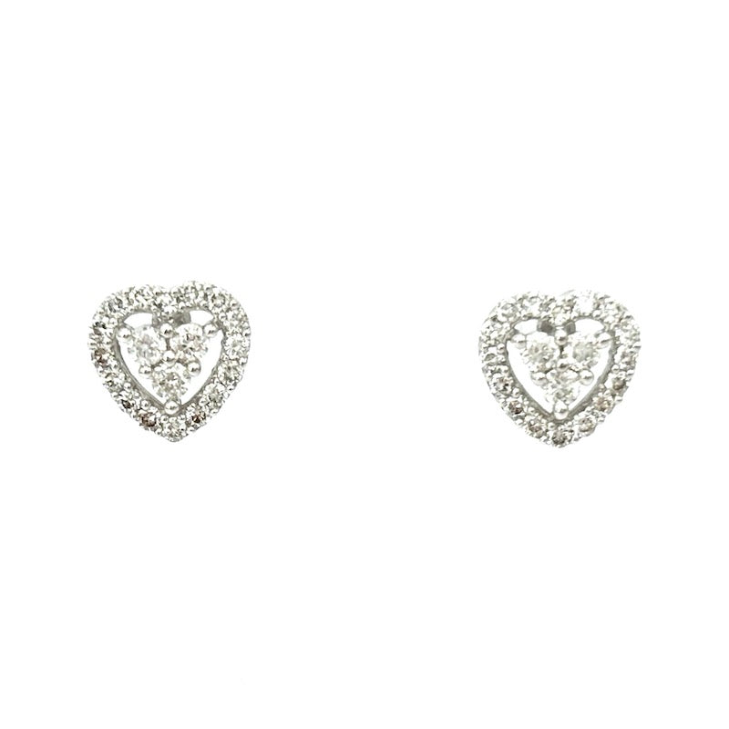 Orecchini cuore diamanti al lobo, oro bianco; 0.42 ct; 1.34 gr