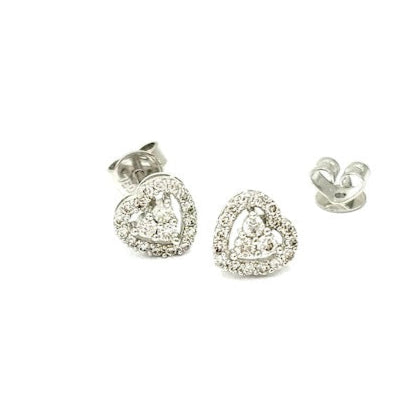 Orecchini cuore diamanti al lobo, oro bianco; 0.42 ct; 1.34 gr