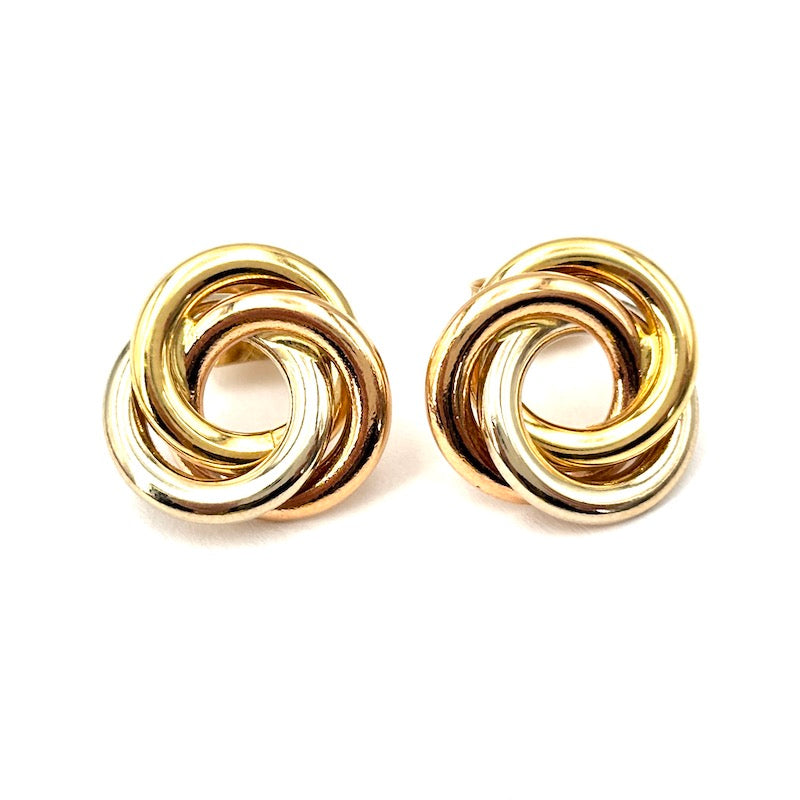 Orecchini girandole, al lobo, oro tricolore; 3.74 gr