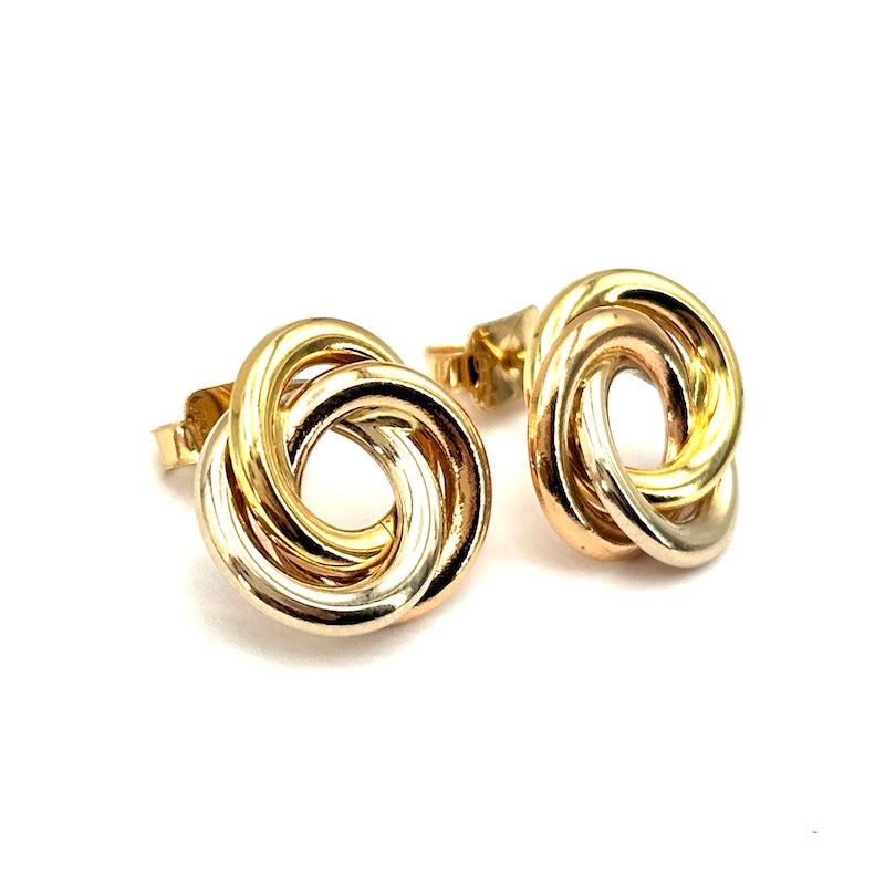 Orecchini girandole, al lobo, oro tricolore; 3.74 gr