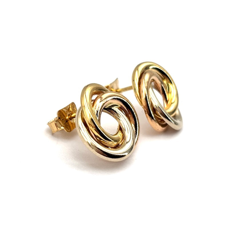 Orecchini girandole, al lobo, oro tricolore; 3.74 gr