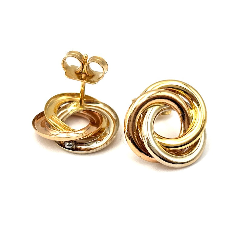 Orecchini girandole, al lobo, oro tricolore; 3.74 gr