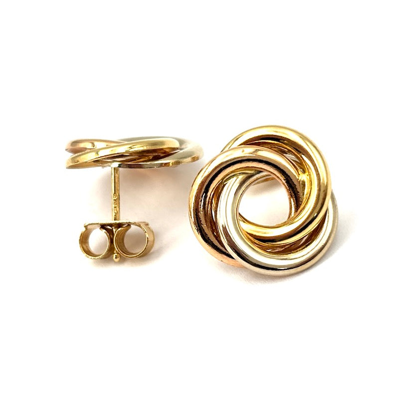 Orecchini girandole, al lobo, oro tricolore; 3.74 gr