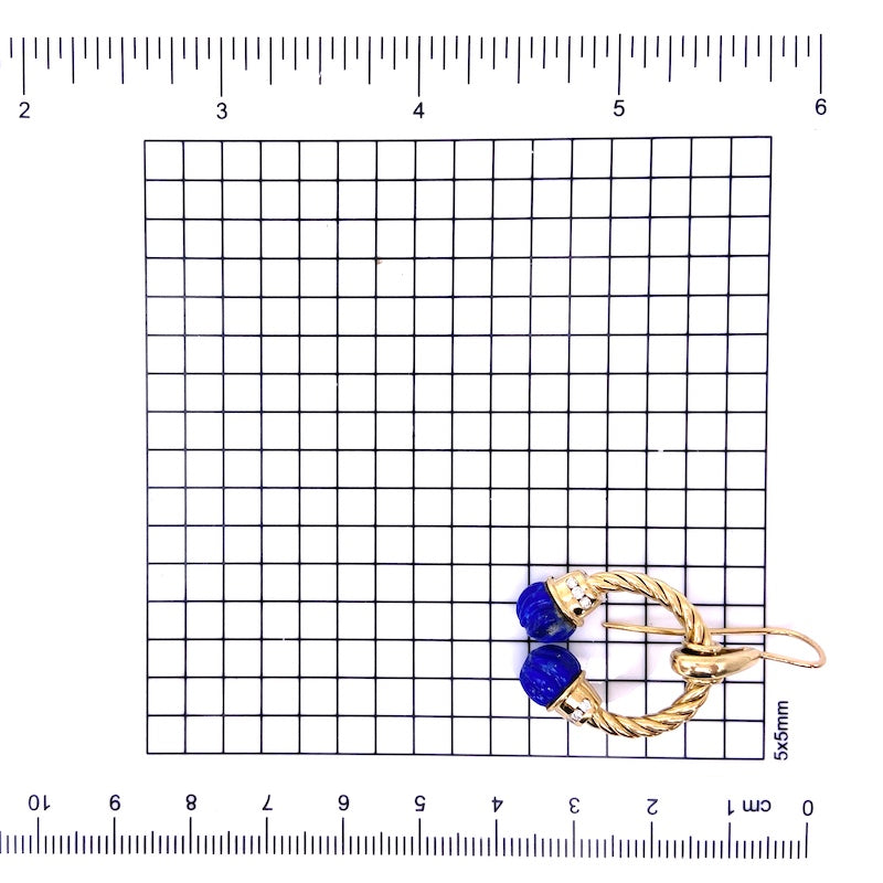 Orecchini lapis, brillanti e oro, pendenti - 3.8 cm; 14.2 gr