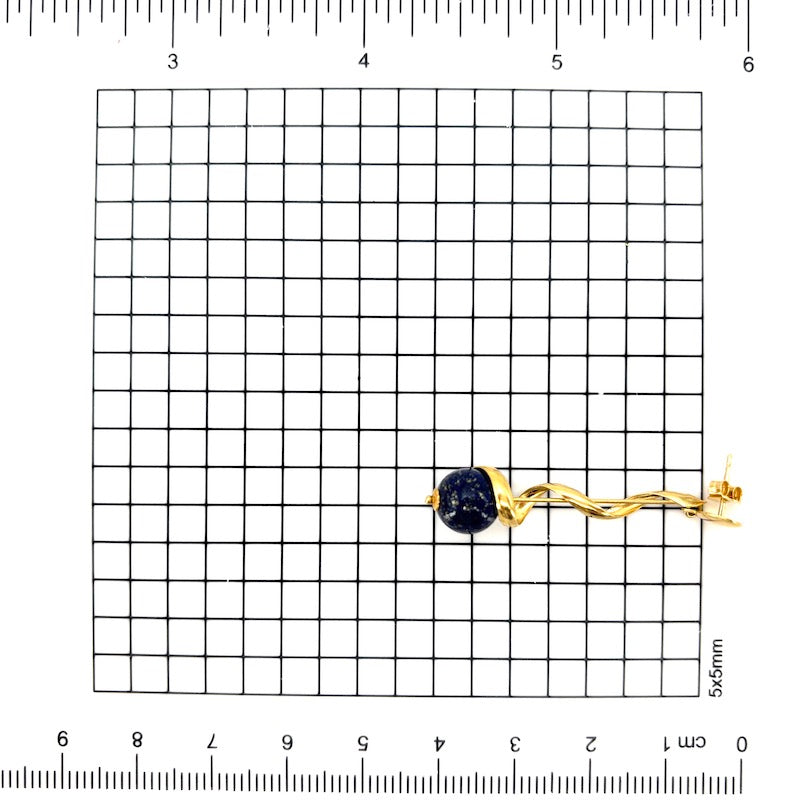 Orecchini lapis, pendenti spirali oro giallo - 4 cm; 3.38 gr