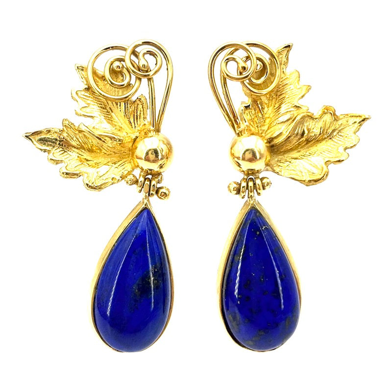 Orecchini lapis artistici, pendenti oro giallo - 4.5 cm; 14.38 gr