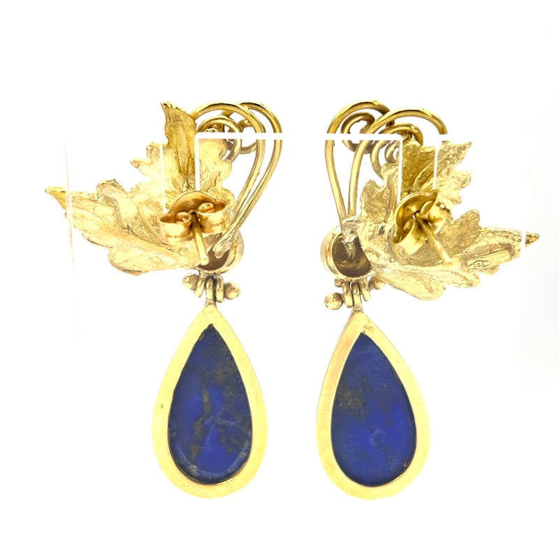 Orecchini lapis artistici, pendenti oro giallo - 4.5 cm; 14.38 gr