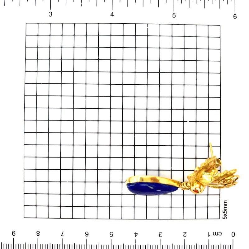 Orecchini lapis artistici, pendenti oro giallo - 4.5 cm; 14.38 gr