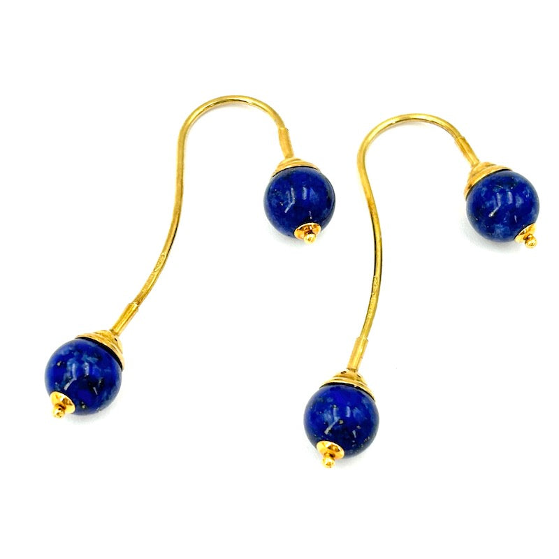 Orecchini lapis design e S oro, pendenti - 4.7 cm; 5.68 gr