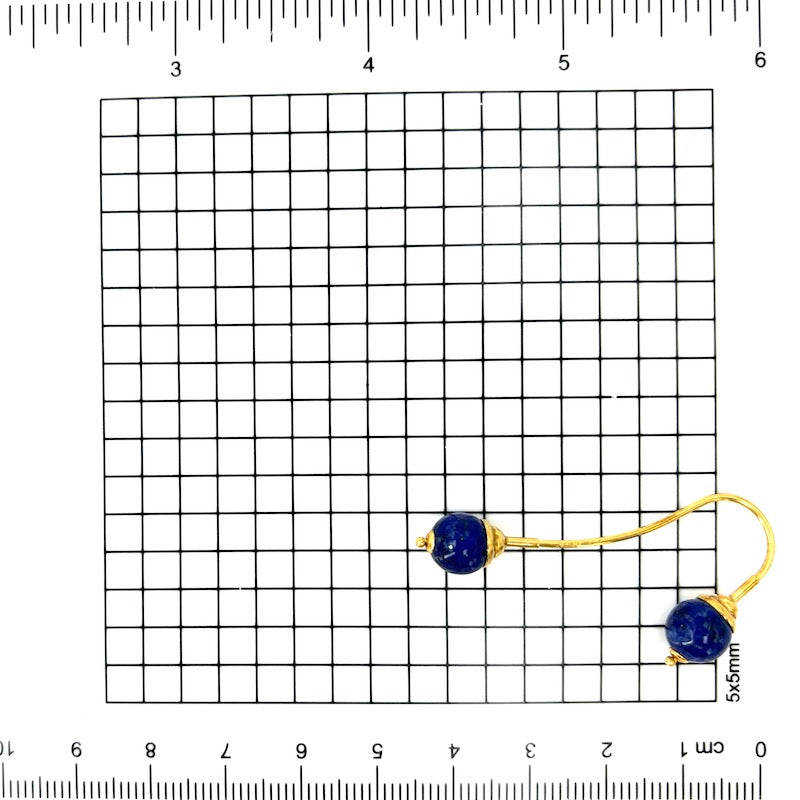 Orecchini lapis design e S oro, pendenti - 4.7 cm; 5.68 gr