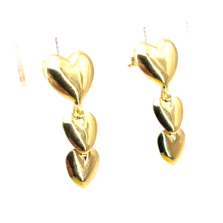 Orecchini pendenti cuori oro giallo - 2.7 cm; 3.9 gr