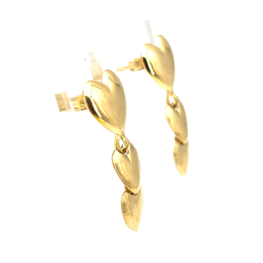 Orecchini pendenti cuori oro giallo - 2.7 cm; 3.9 gr