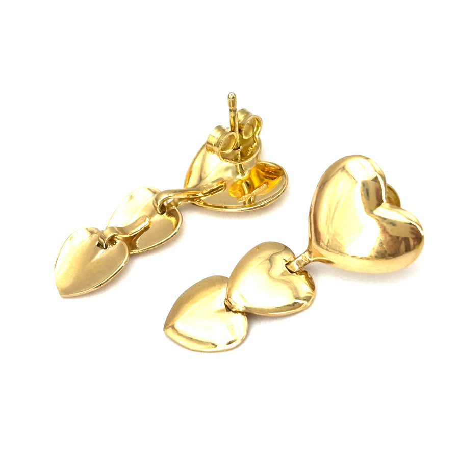 Orecchini pendenti cuori oro giallo - 2.7 cm; 3.9 gr