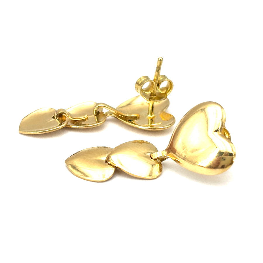 Orecchini pendenti cuori oro giallo - 2.7 cm; 3.9 gr