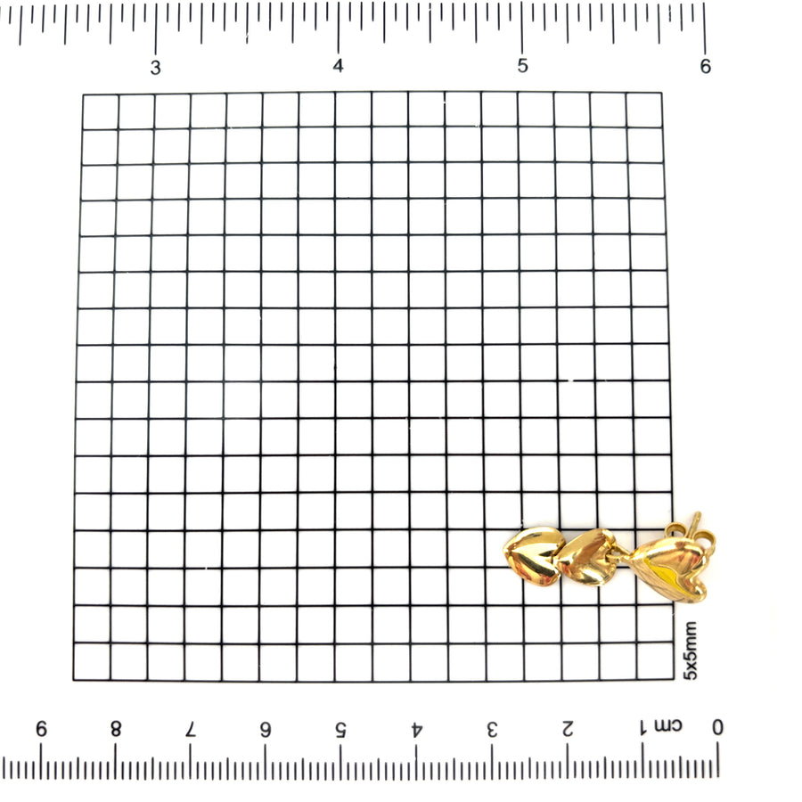 Orecchini pendenti cuori oro giallo - 2.7 cm; 3.9 gr