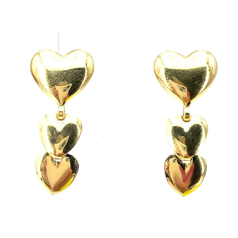 Orecchini pendenti cuori oro giallo - 2.7 cm; 3.9 gr