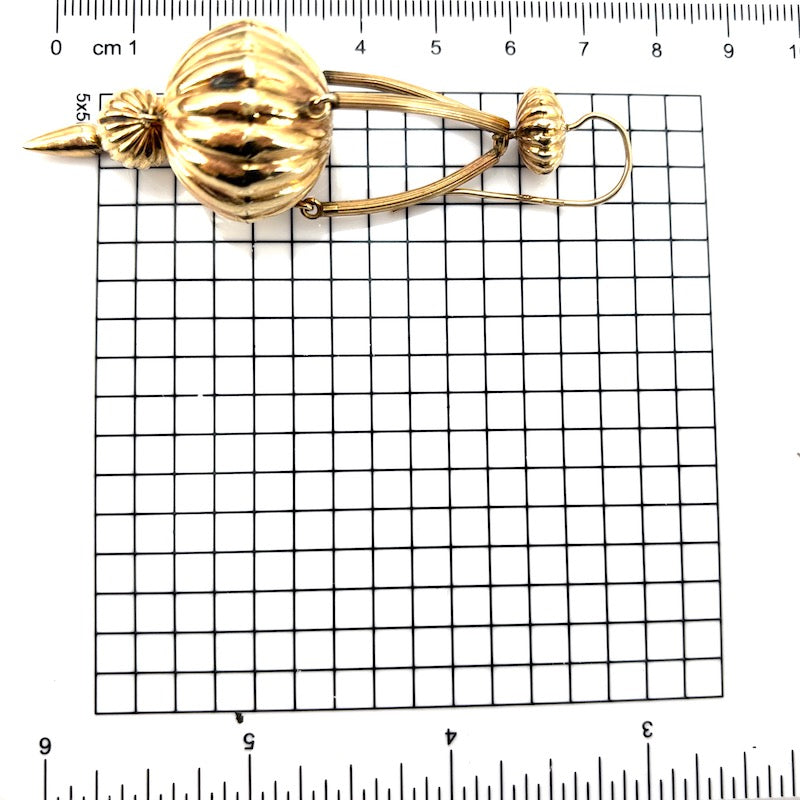 Orecchini pendenti vintage d'oro giallo, lanterne - 8.8 cm; 16.53 gr