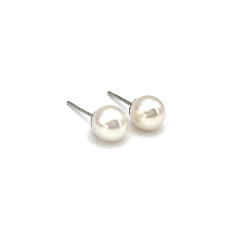 Orecchini perle Akoya al lobo 6-6.5 mm e oro bianco; 1.43 gr