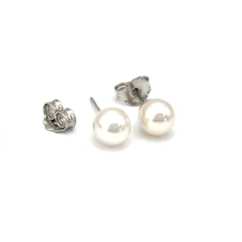 Orecchini perle Akoya al lobo 6-6.5 mm e oro bianco; 1.43 gr