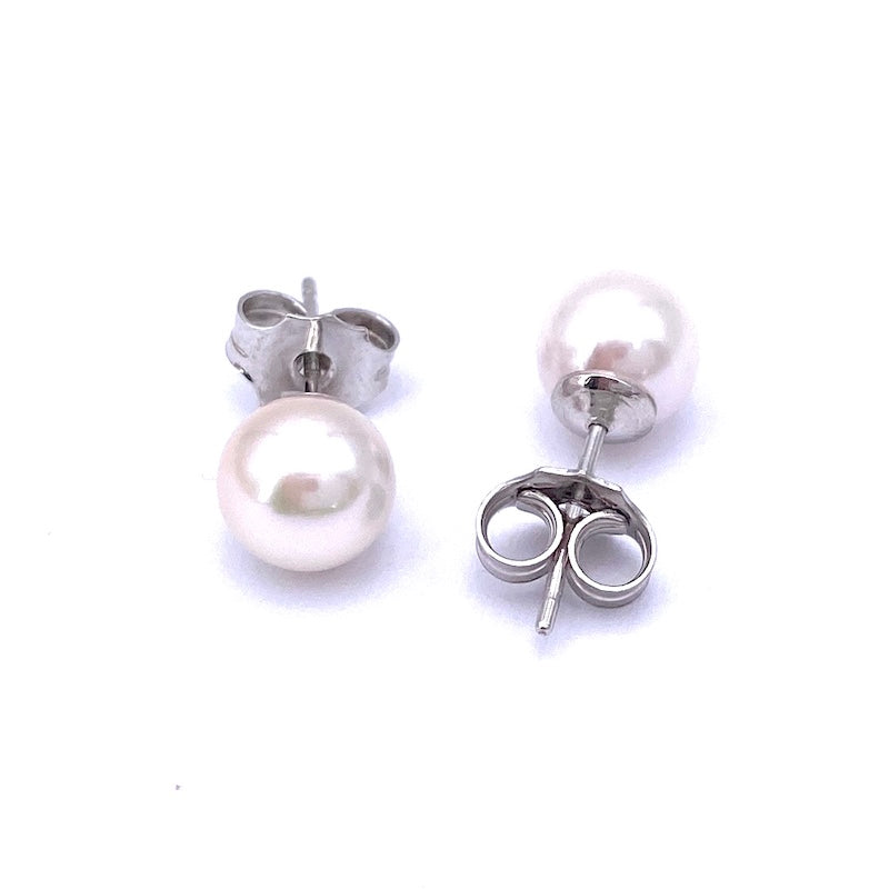 Orecchini perle al lobo -6.5-7 mm, in oro; 1.44 gr