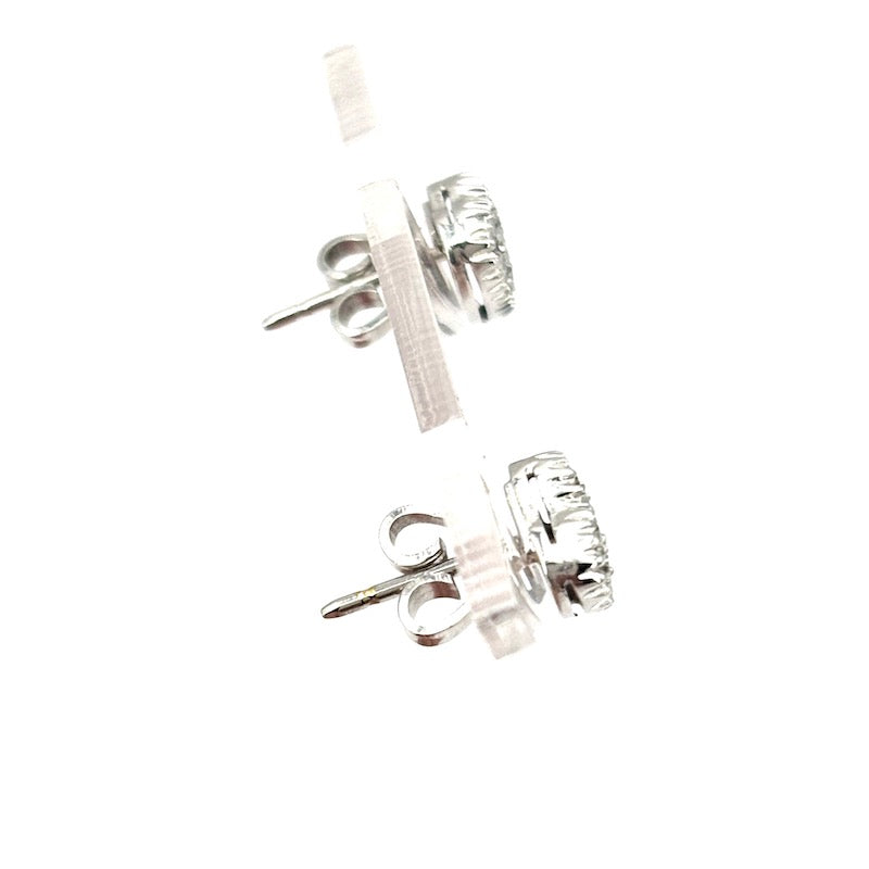 Orecchini punti luce cuori brillanti, oro bianco - 0.45-0.50 ct; 2.8 gr