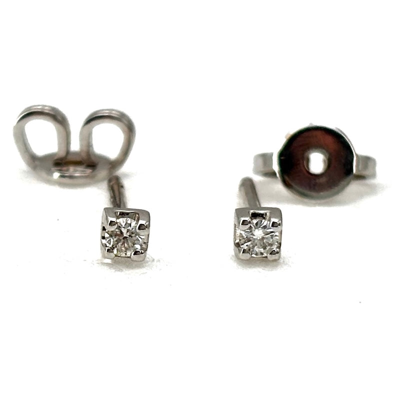 Orecchini punti luce oro e diamanti taglio brillante - 0.07 ct; 1 gr