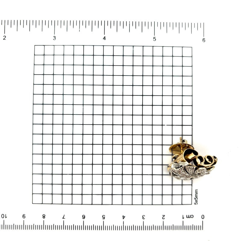 Orecchini vintage al lobo in stile antico, oro giallo e brillanti; 15.46 gr