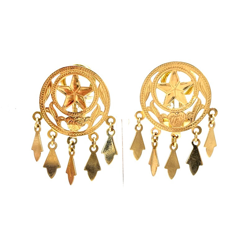 Orecchini vintage d'oro giallo, zingareschi - 2.8 cm; 6.08 gr