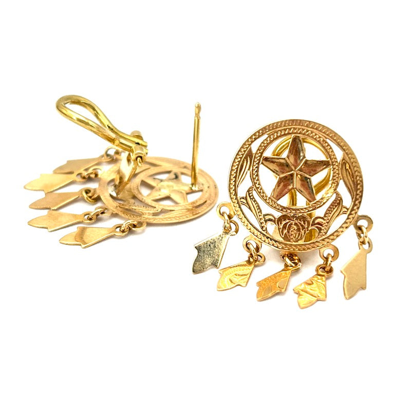 Orecchini vintage d'oro giallo, zingareschi - 2.8 cm; 6.08 gr